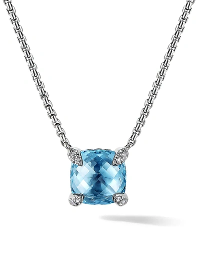 Shop David Yurman Women's Châtelaine Pendant Necklace With Gemstone & Diamonds In Blue Topaz