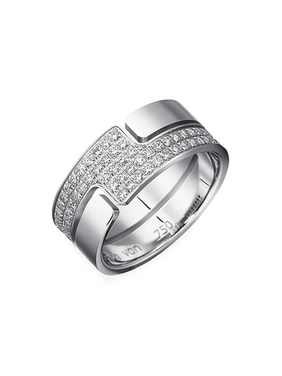 Shop Dinh Van Seventies 18k White Gold & Diamond Pavé Medium Ring In Diamond White Gold