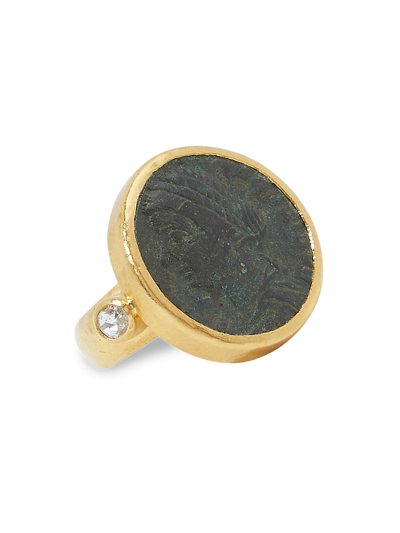 Shop Gurhan Women's Antiquities 24k Yellow Gold, Roman Coin & Diamond Ring