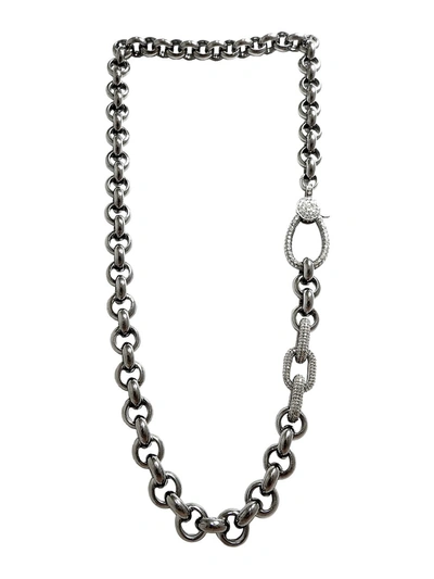 Shop Nina Gilin Women's Black Rhodium-plated & Diamond Link Necklace