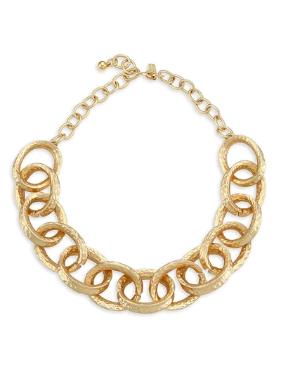 Shop Kenneth Jay Lane Women's 22k Goldplated Hammered Oval-link Necklace In Yellow Goldtone