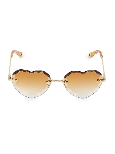 Shop Chloé Rosie 55mm Heart Sunglasses In Gold