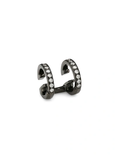 Shop Repossi Berbere 18k Black Gold & Diamond Single Ear Cuff