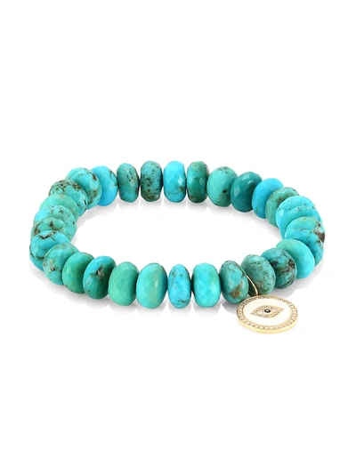 Shop Sydney Evan Women's 14k Yellow Gold, Diamond, Sapphire & Turquoise Evil Eye Beaded Bracelet