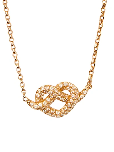 Shop Kate Spade Loves Me Knot Pavé Mini Pendant Necklace In Gold