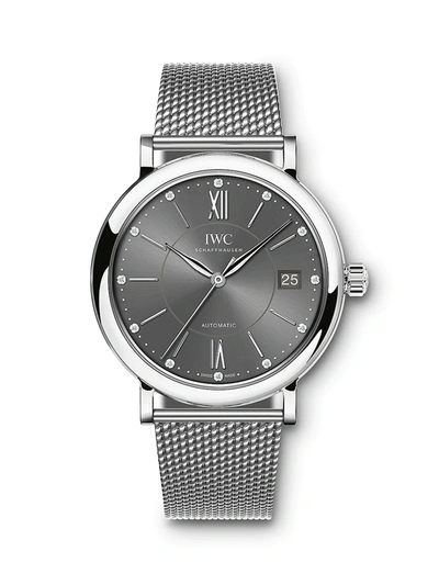 Shop Iwc Schaffhausen Women's Portofino Stainless Steel Mesh Bracelet Watch