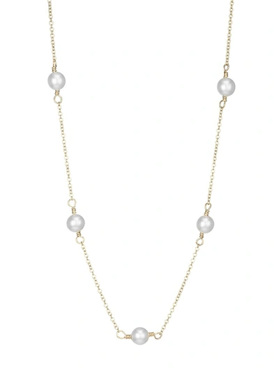 Shop Zoë Chicco Women's 14k Yellow Gold & 4mm Freshwater Pearl Station Necklace