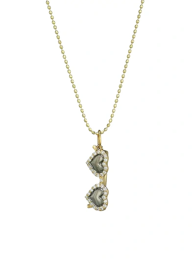 Shop Sydney Evan Women's 14k Yellow Gold & Diamond Heart Sunglasses Charm Necklace