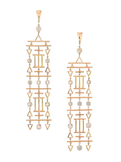 Shop Etho Maria Geometric 18k Rose Gold & Brown Diamond Chandelier Earrings