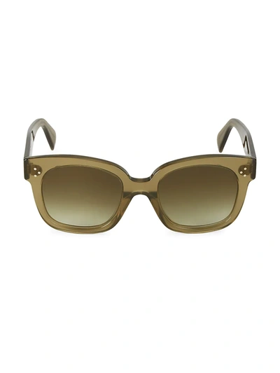 Shop Celine 54mm Square Plastic Sunglasses In Olive