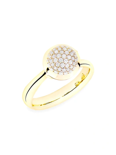 Shop Tamara Comolli Bouton 18k Yellow Gold & Diamond Pavé Small Ring In Diamond Yellow Gold