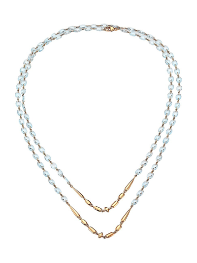 Shop Etho Maria Women's 18k Rose Gold & Blue Topaz Beaded Double-strand Long Necklace