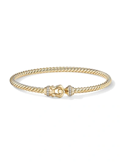 Shop David Yurman Women's Buckle Bracelet In 18k Yellow Gold With Diamonds