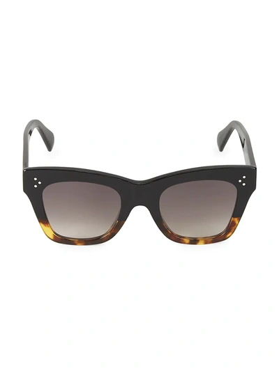 Shop Celine 50mm Square Cat Eye Sunglasses In Black Havana