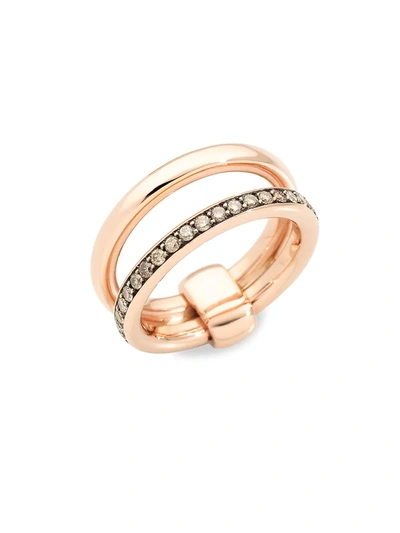 Shop Pomellato Women's Iconica 18k Rose Gold & Brown Diamond Stack Ring