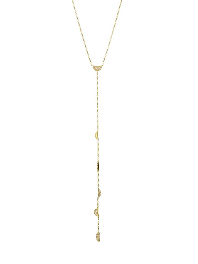 Shop Celara 14k Yellow Gold & Diamond Crescent Moon Y Necklace