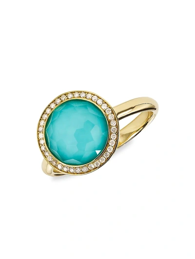 Shop Ippolita Lollipop Mini 18k Yellow Gold, Turquoise Doublet & Diamond Ring
