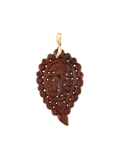 Shop Tamara Comolli India 18k Rose Gold & Snake Wood Large Leaf Pendant