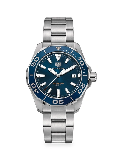 Shop Tag Heuer Aquaracer 41mm Stainless Steel & Blue Aluminum Quartz Bracelet Watch