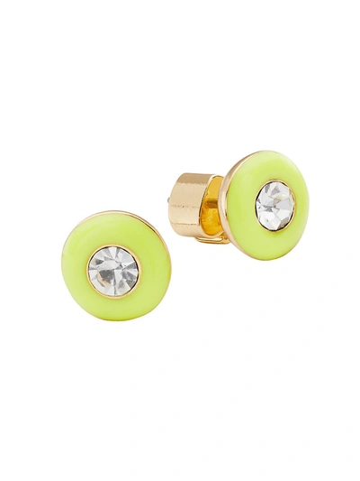 Shop Kate Spade Candy Drops Enamel Round Stud Earrings In Neon Yellow