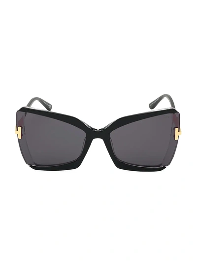 Shop Tom Ford Women's Gia 63mm Butterfly Sunglasses In Black