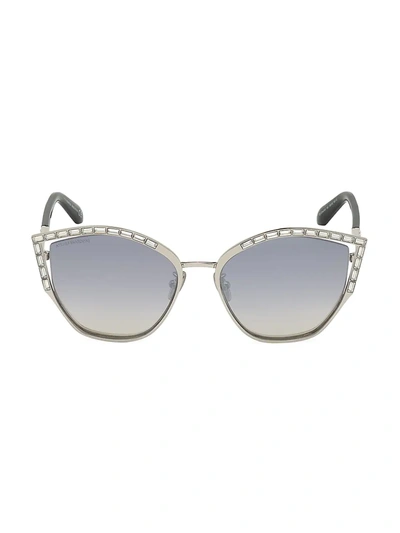 Shop Atelier Swarovski 58mm Cat Eye Swarovski Crystal Sunglasses In Gunmetal