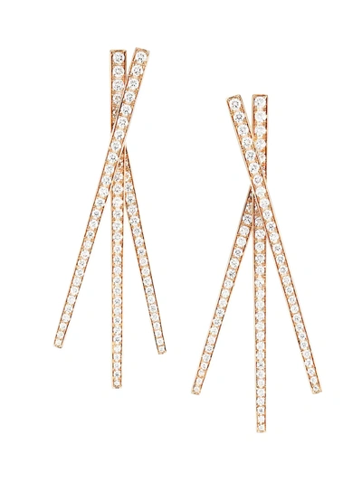 Shop Repossi Women's 18k Rose Gold & Diamond Triple Stick Earrings