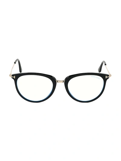 Shop Tom Ford 51mm Blue Block Cat Eye Eyeglasses In Black