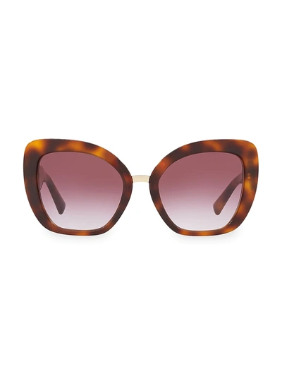 Shop Valentino Allure 54mm Tortoiseshell Sunglasses In Lite Havana