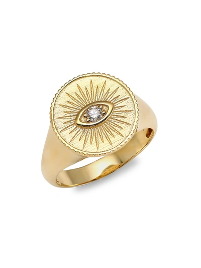 Shop Sydney Evan Women's 14k Yellow Gold & Diamond Marquis Eye Ring