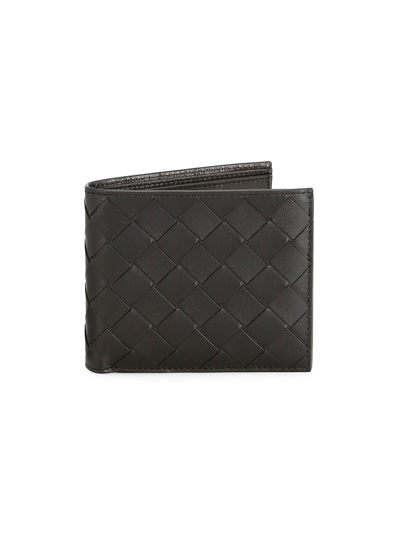 Shop Bottega Veneta Men's Woven Leather Billfold Wallet In Black