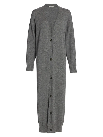 Shop The Row Armando Cashmere Button-front Long Cardigan In Dark Grey