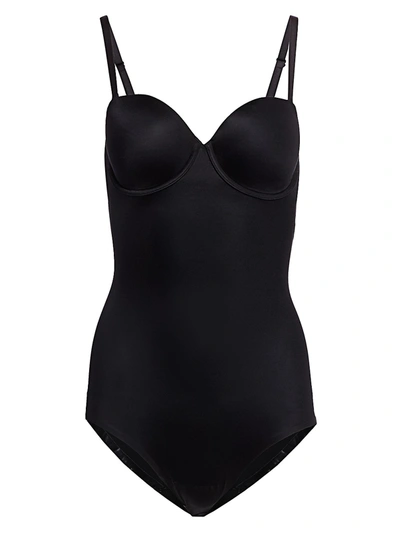Shop Spanx Suit Your Fancy Strapless Bodysuit In Very Black