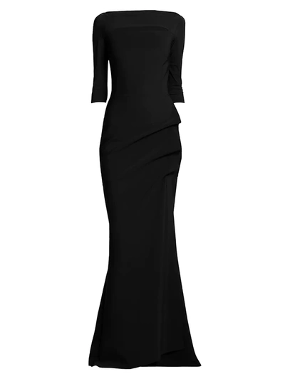 Shop La Petite Robe Di Chiara Boni Women's Kate Slit-detail Boatneck Gown In Black