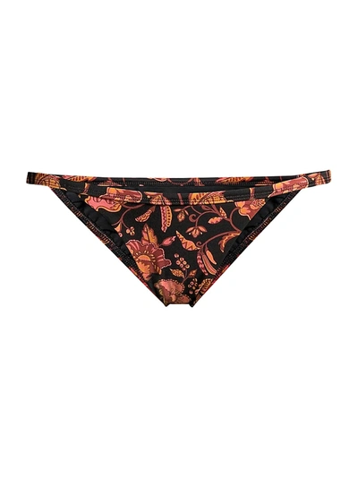 Shop Matteau Floral Hi-rise Bikini Bottom In Pink Hibiscus