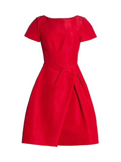 Shop Carolina Herrera Women's Icon Draped Bateau-neck Silk Dress In Icon Red