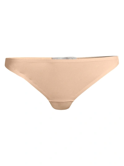 Shop Stella Mccartney Lace Trim Smooth Thong In Nude