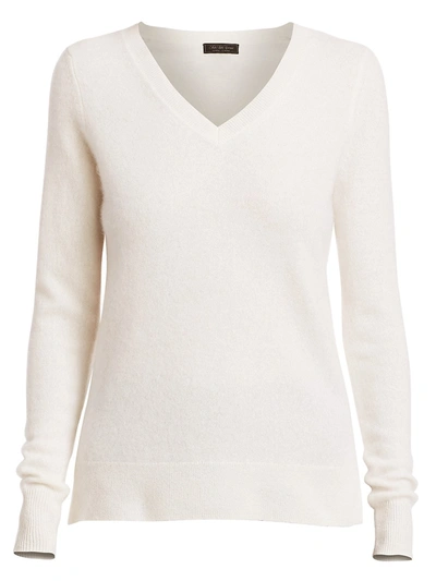 Shop Saks Fifth Avenue Collection Cashmere V-neck Sweater In China White