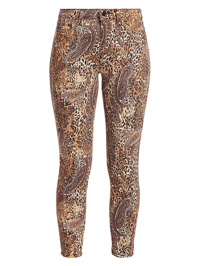 Shop L Agence Margot High-rise Print Ankle Skinny Paisley Leopard Jeans In Bronze Valencia