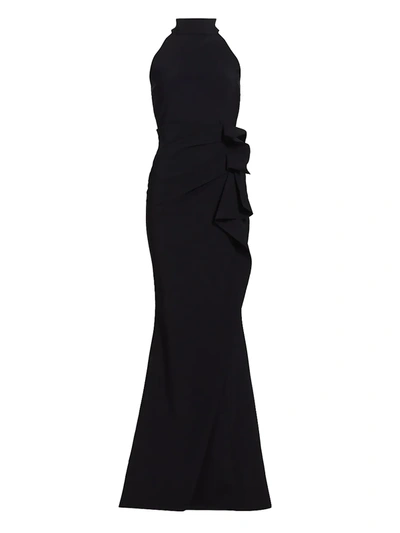 Shop Chiara Boni La Petite Robe Women's Gudrum Halter Ruffle Gown In Black