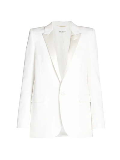 Shop Saint Laurent Single-button Wool Jacket In White