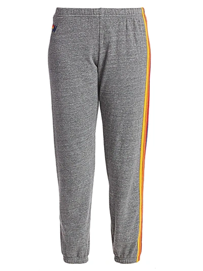 Shop Aviator Nation Women's Five Stripe Sweatpants In Heather Grey