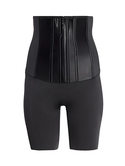 Shop Spanx Women's High-waist Mid-thigh Corset Shaper In Very Black
