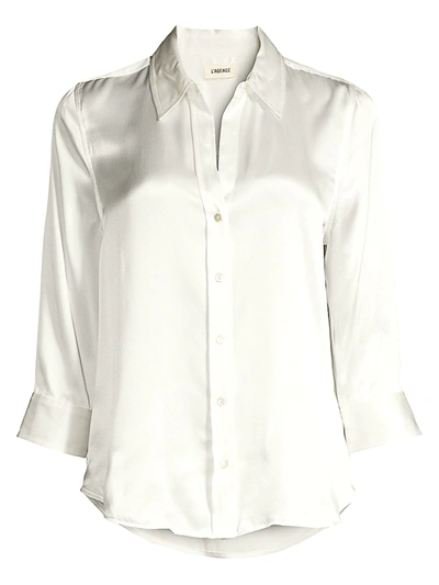Shop L Agence Women's Dani Three-quarter Sleeve Silk Blouse In Ivory