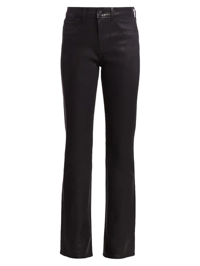 Shop L Agence Women's Oriana High-rise Straight-leg Coated Jeans In Black Coated