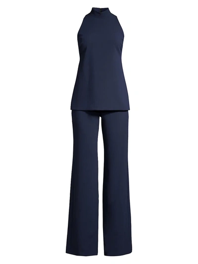 Shop Black Halo Gardenia Two-piece Turtleneck Top & Pants Jumpsuit In Pacific Blue