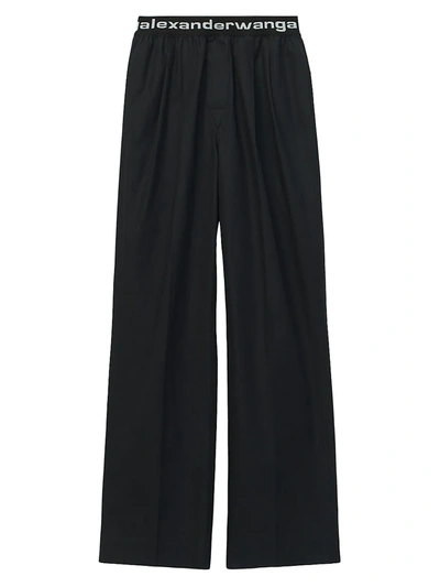 Shop Alexander Wang T Pleated Cotton Trousers In Black