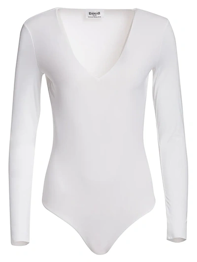 Shop Wolford Women's Wildlife V-neck Bodysuit In White