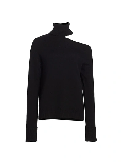 Shop Paige Jeans Women's Raundi Turtleneck Cutout Sweater In Black