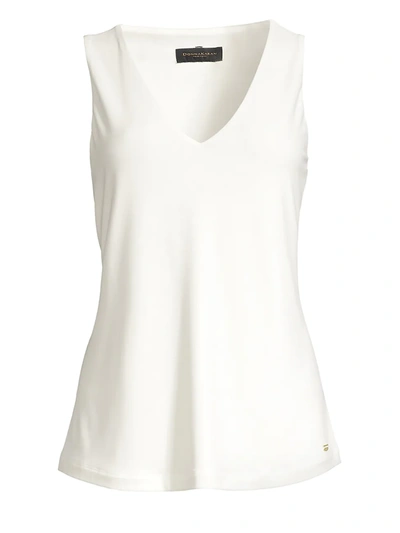 Shop Donna Karan Icons Sleeveless V-neck Top In White